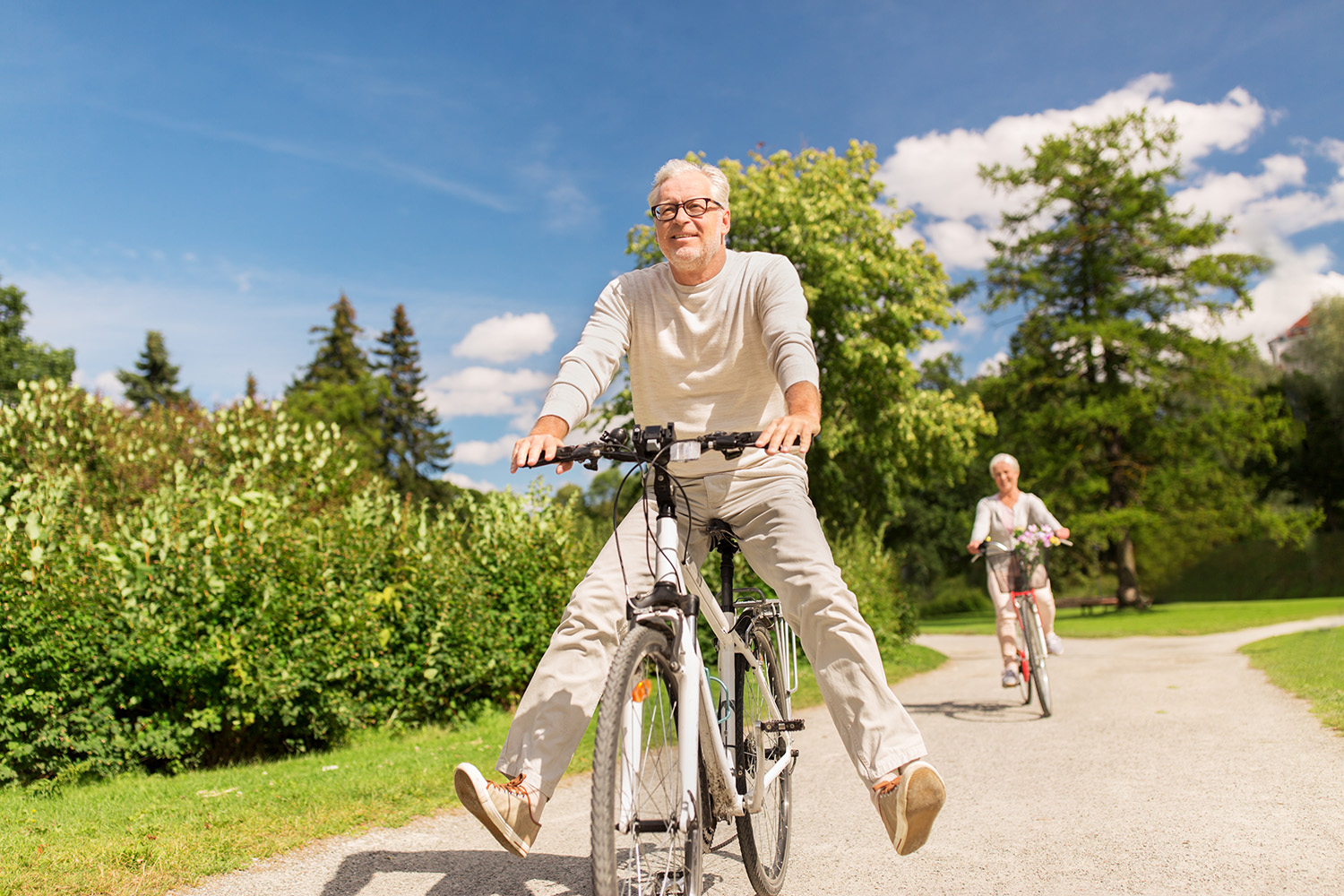 Elders riding bikes