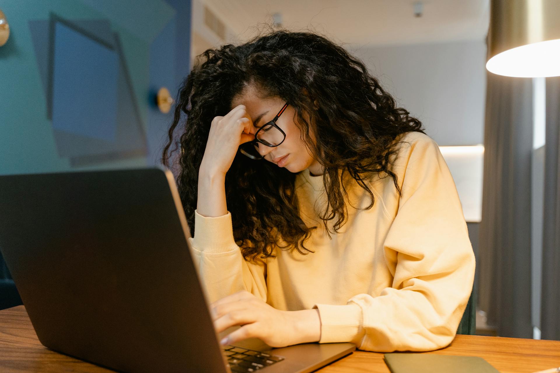 stressed woman at computer